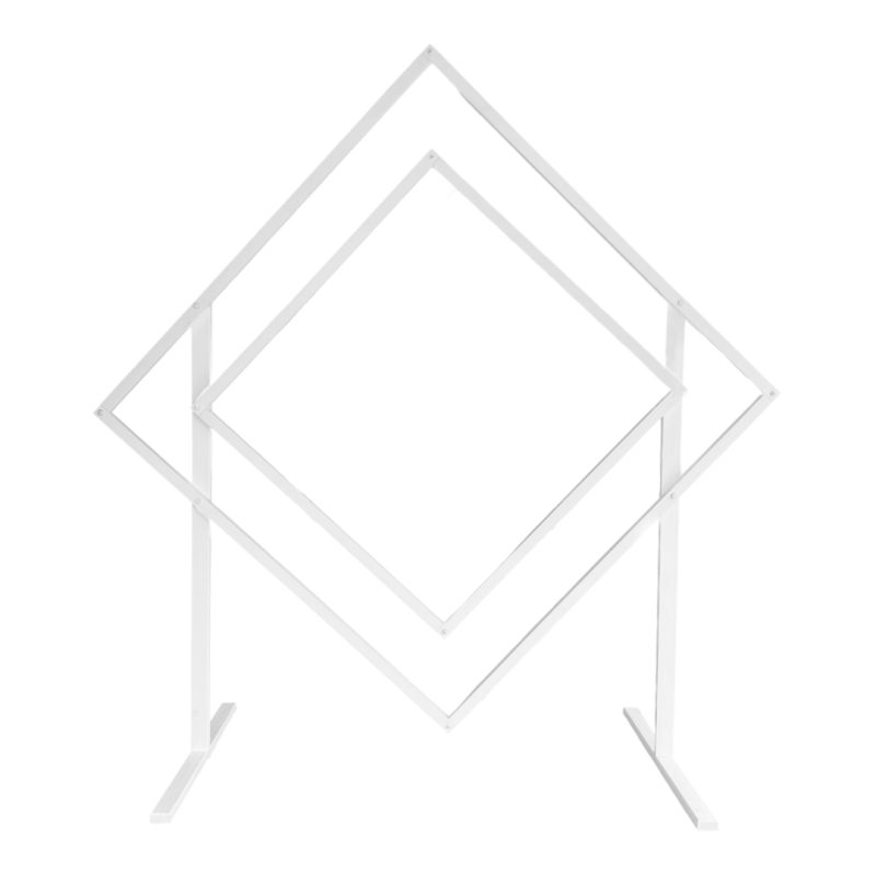 White backdrop arbour stand in with a double layered diamond shape