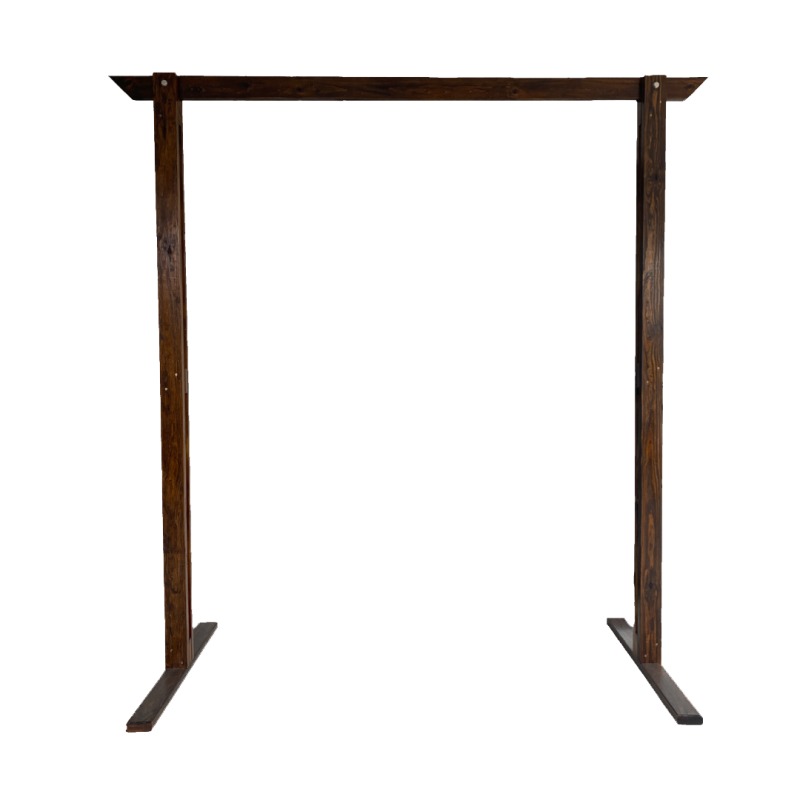 Large brown wooden timber arbour