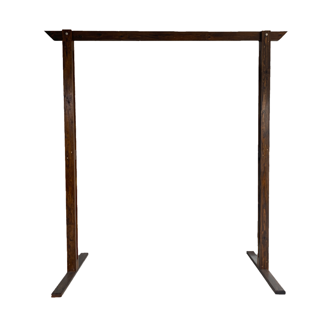 Large brown wooden timber arbour