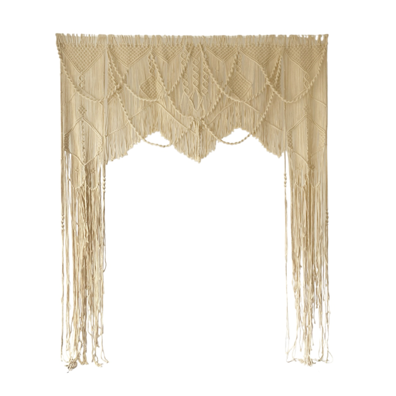 Macrame curtain backdrop in cream