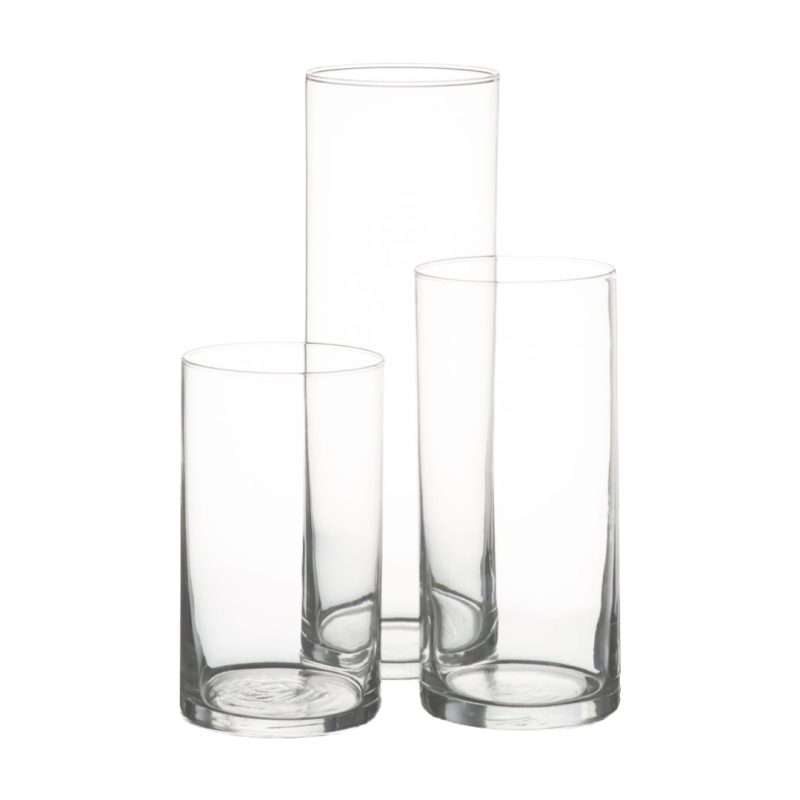 Set of 3 thick and high quality glass cylinder holders for pillar candles